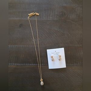 Kate Spade Gold Pineapple Necklace & Earrings Set